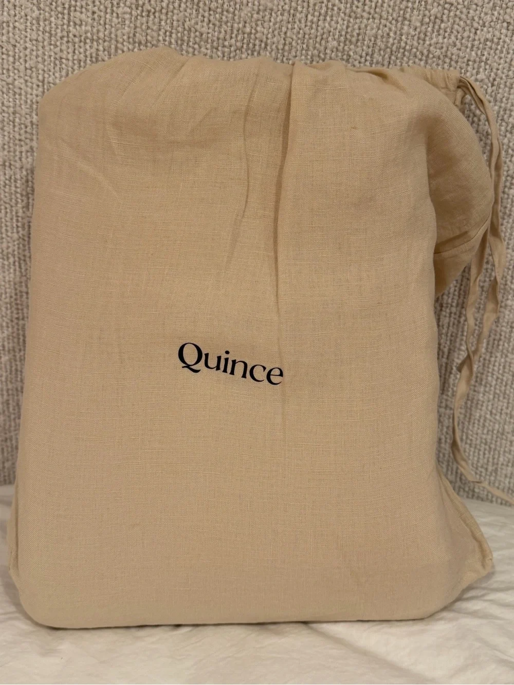 Quince European Linen Piped Duvet Cover Set Oat/Espresso Full/Queen